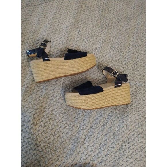 Kenneth Cole Suede Sandals Blue Sz 8 Boho Summer Espadrille - Picture 3 of 9